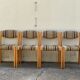 Suite of 4 chairs self beech brass and wool 1960