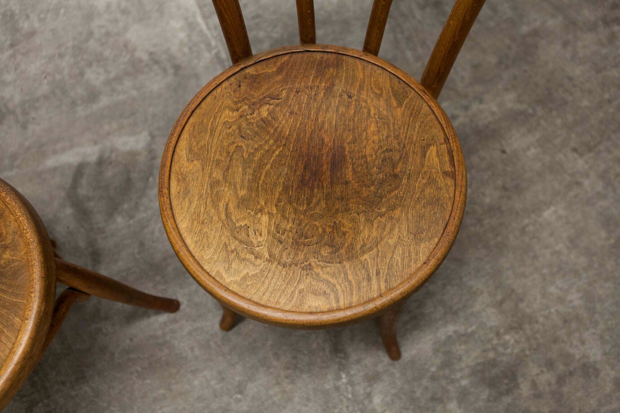 Pair of bistro chairs Fischel 1930 curved wood