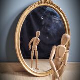 Golden oval mirror 34x46cm