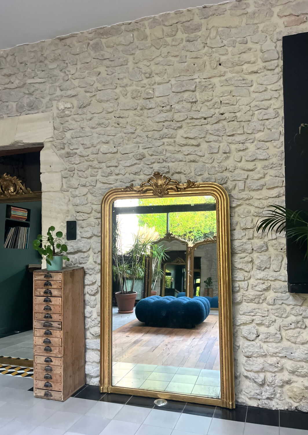 Louis-Philippe gilded fireplace mirror (trumeau style)
