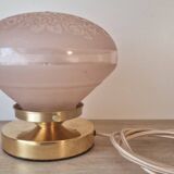 Pink Deveau glassware in touch lamp