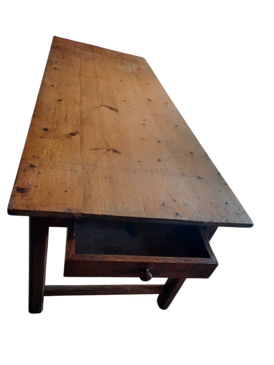 Red Fir Farm Table - Size 200cm - Side Drawer