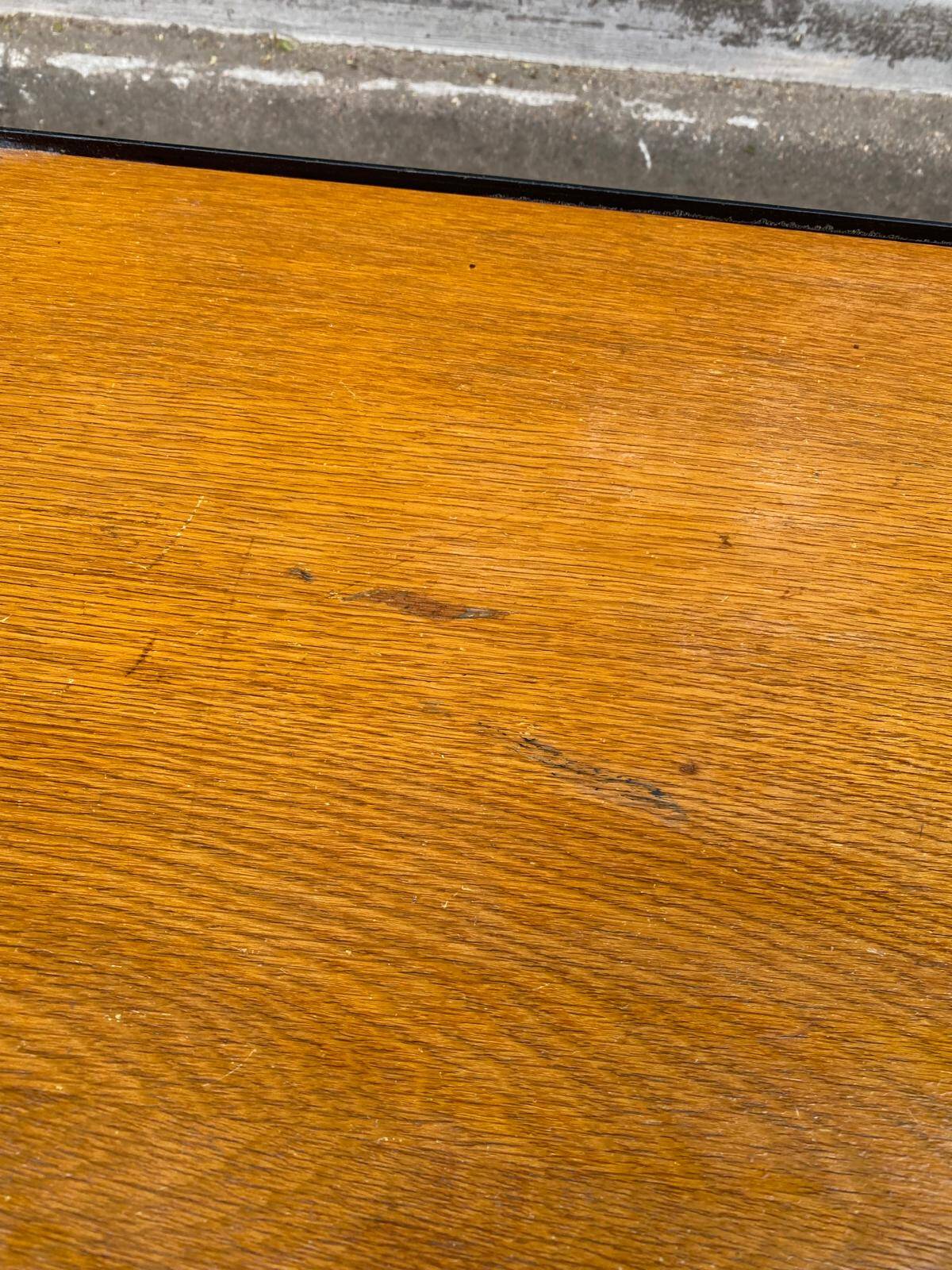 Table basse scandinave vintage bois et acier noir 1960