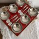 Stainless steel ice cream cups and spoons, 1960s-70s, original boxes.