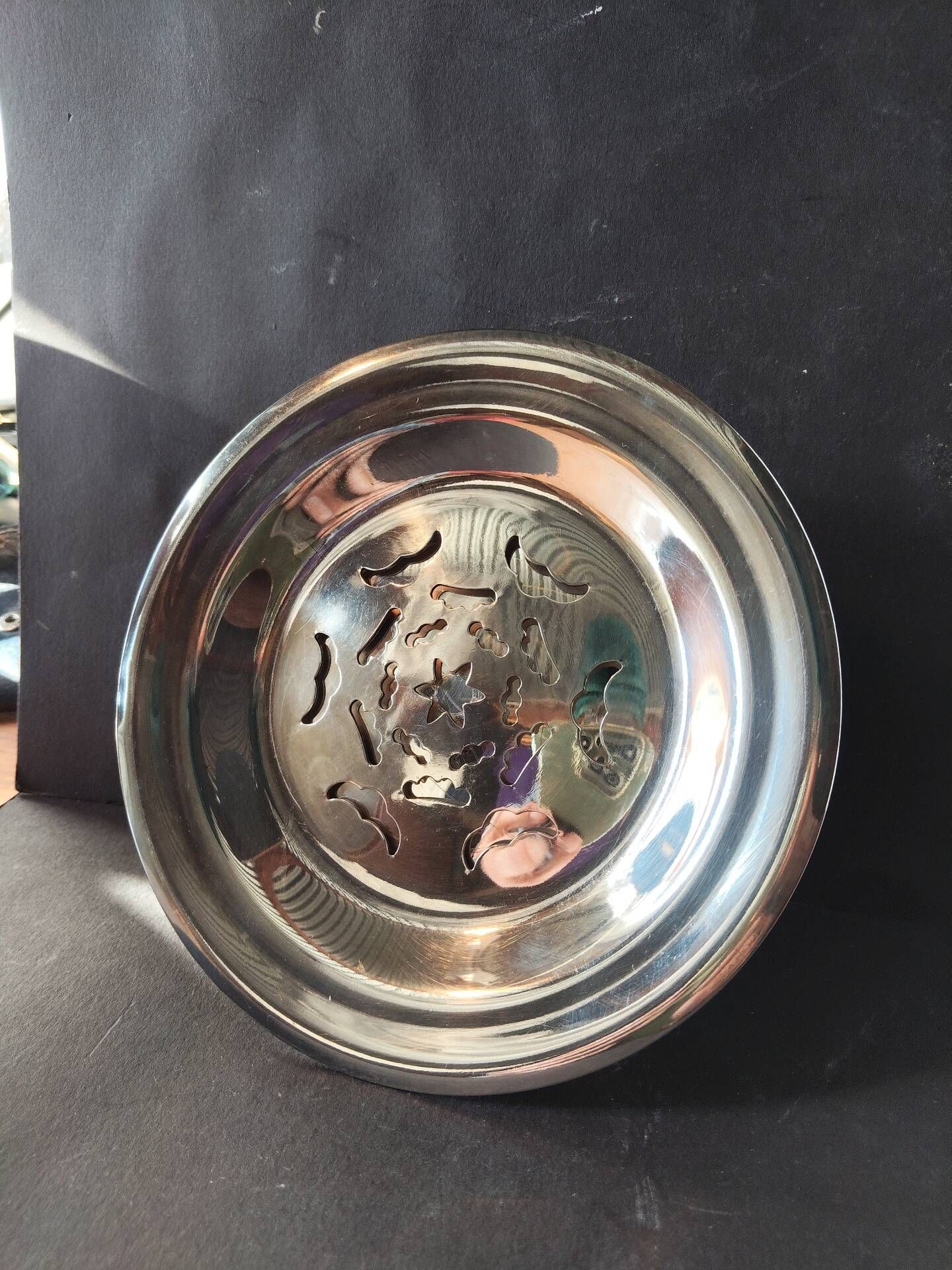 Vintage French silver-plated butter press, Coquillor style.