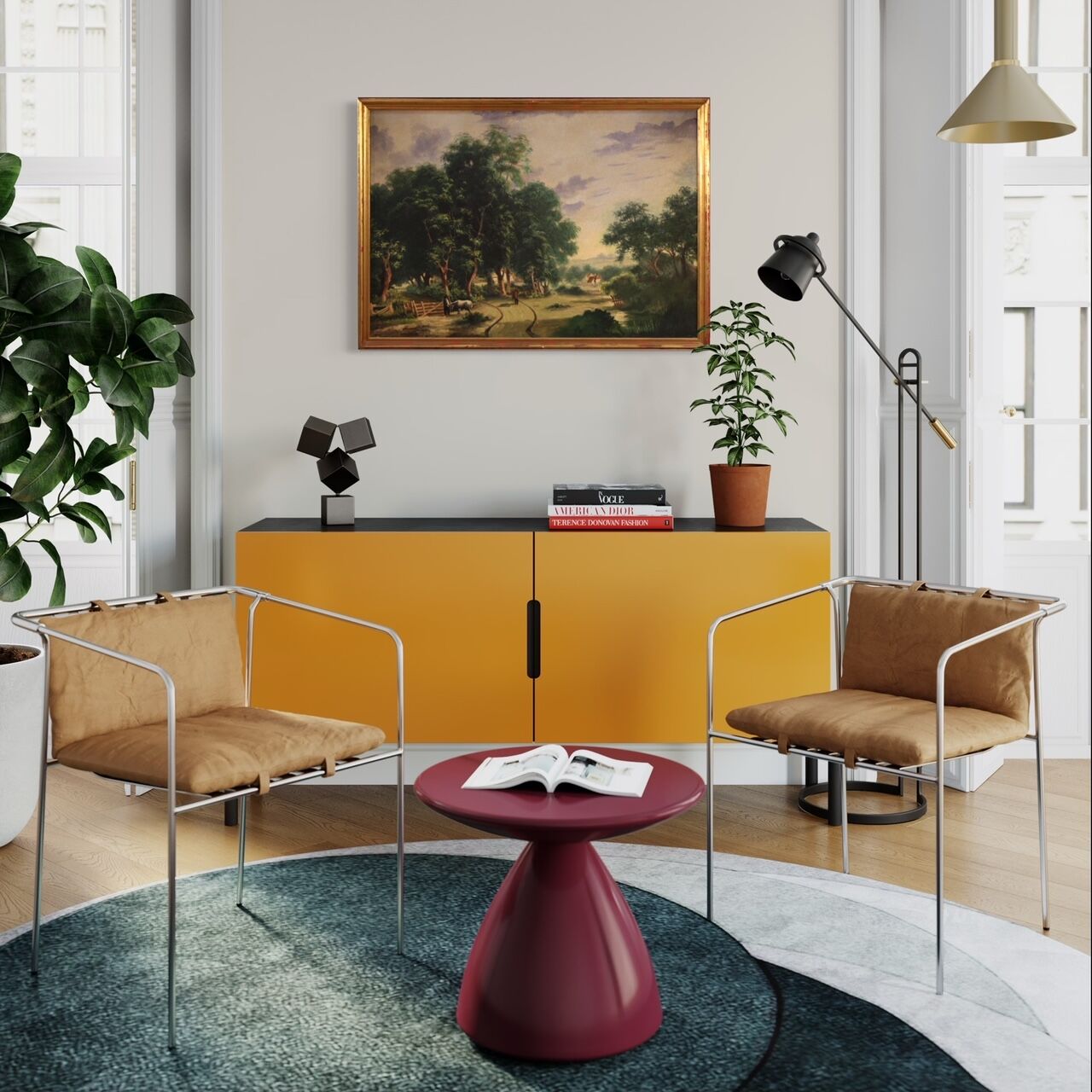 Italian countryside landscape painting oil on canvas from 20th century