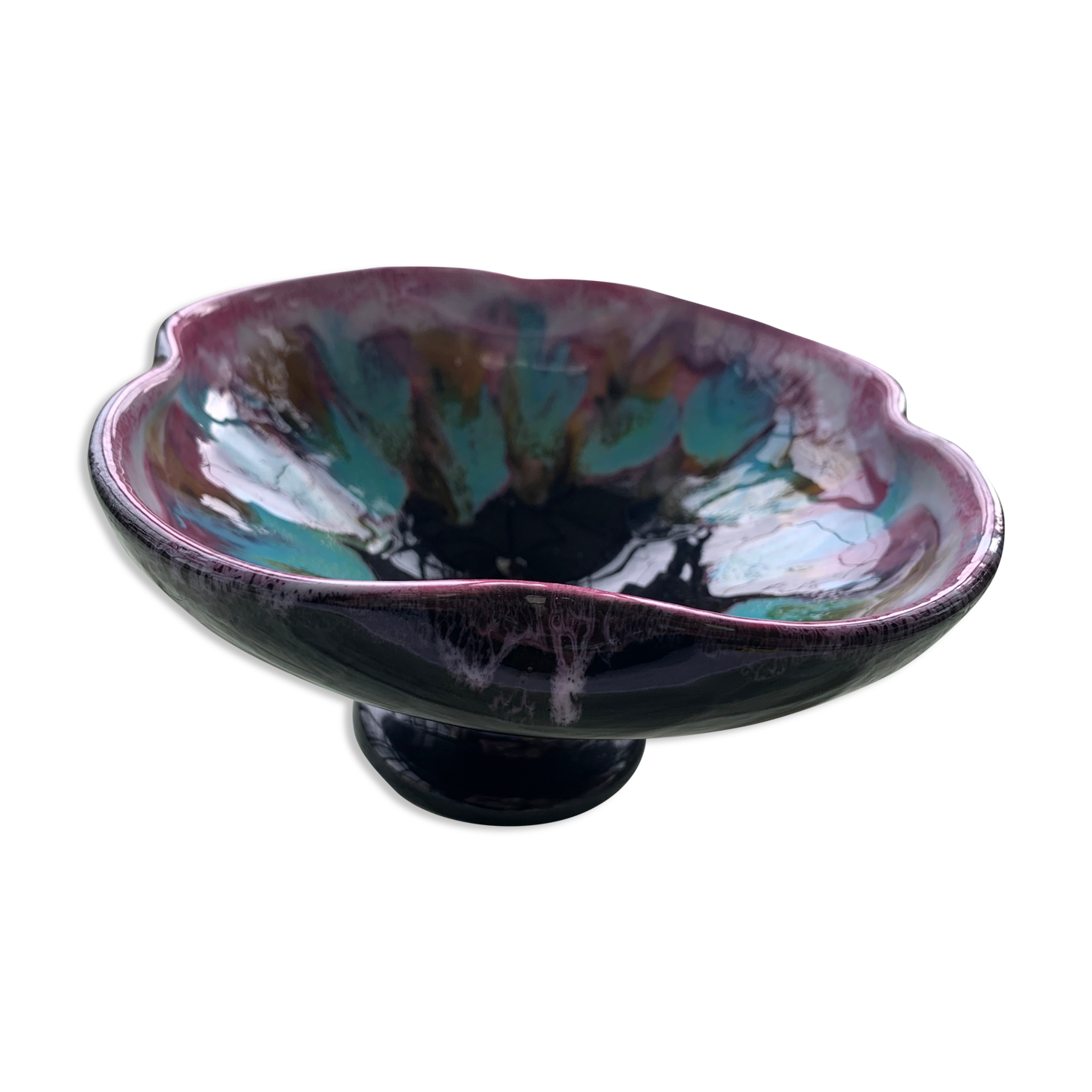 Flamed enamelled ceramic candle holder