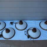 Suspension in white opaline, its edge in aged brass