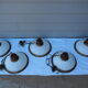 Suspension in white opaline, its edge in aged brass