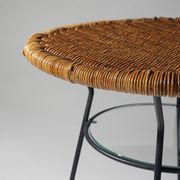 Table basse avec plateau rond en rotin, années 1950
