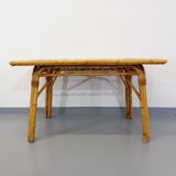 Vintage dining table in rattan and ceramic from Vallauris from the 50s and 60s