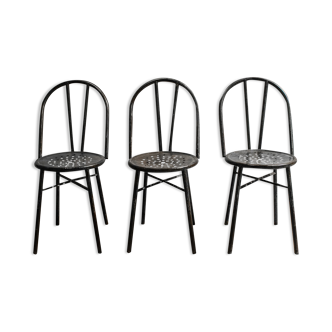 Series of three chairs Multipl's Super by Joseph Mathieu model n°15 series D 1930'