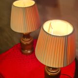 Pair of Scandinavian style wooden bedside lamps 31x16, 1960