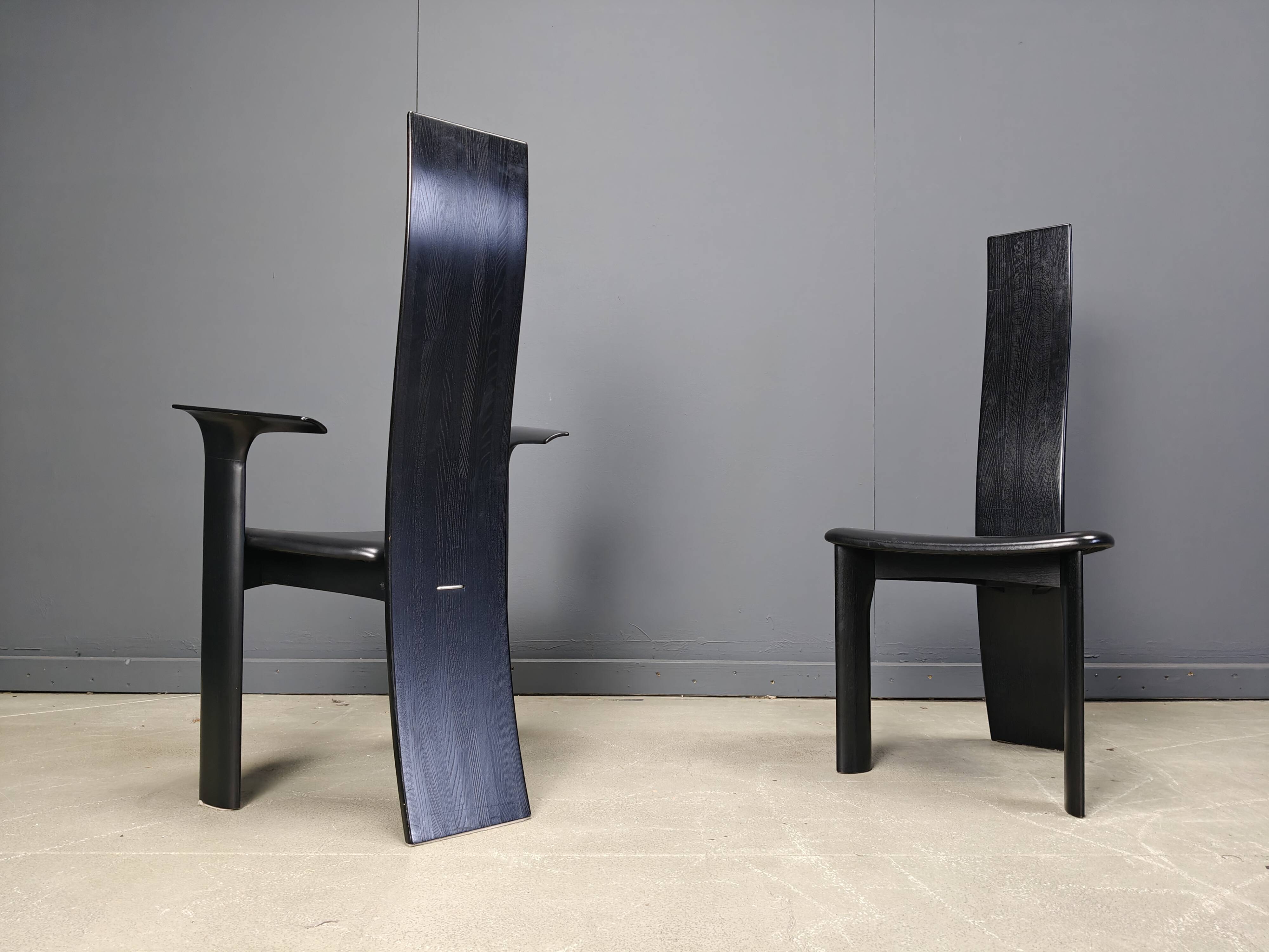 Set of 10 belgian high back dining chairs, 1980s