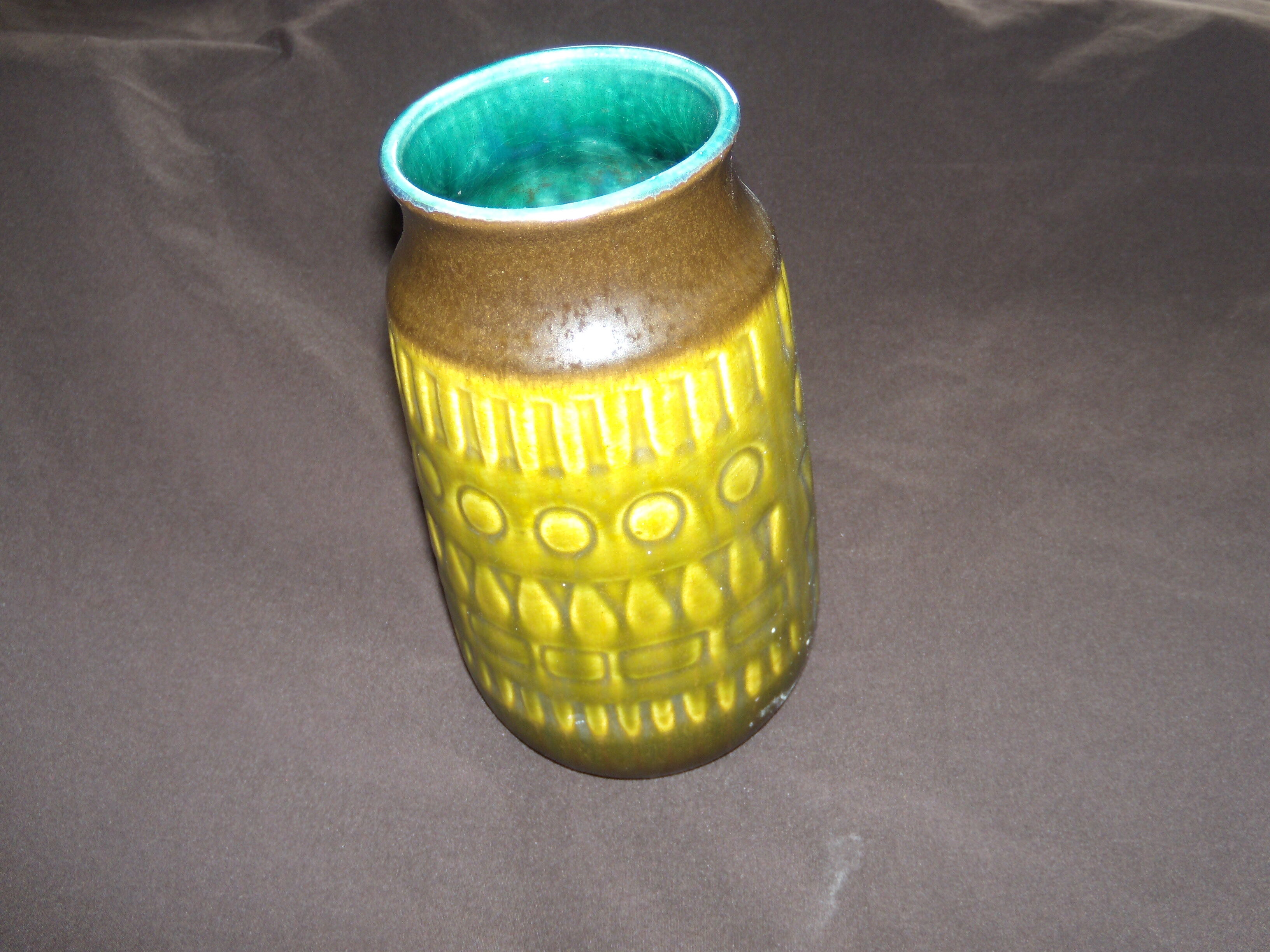 Green vase with geometric decoration jasba w.germany