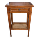 Occasional table in cherry wood, 1 drawer, 1 cane shelf, 1950.