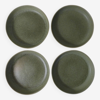 4 stoneware plates with straight edge