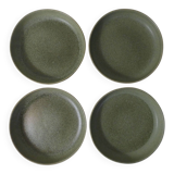 4 stoneware plates with straight edge