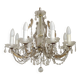 Mid-Century Brass Glass & Crystal Maria Theresa Style 8 Arm Chandelier 5446