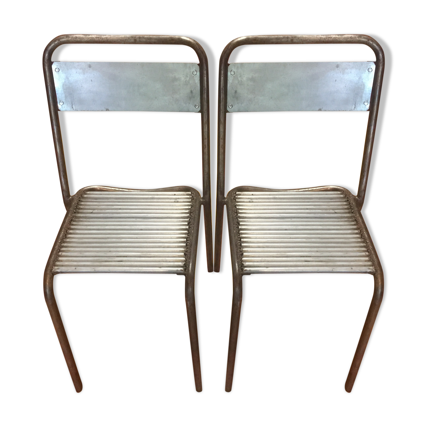 Pair of metal chairs