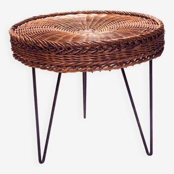 Woven rattan tripod table