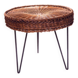 Woven rattan tripod table
