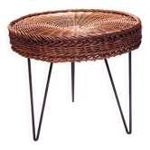 Woven rattan tripod table