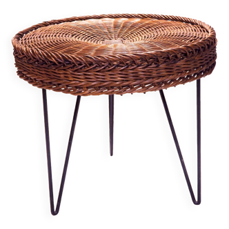 Woven rattan tripod table