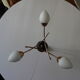 Three-arm brass and glass chandelier from the 1950s