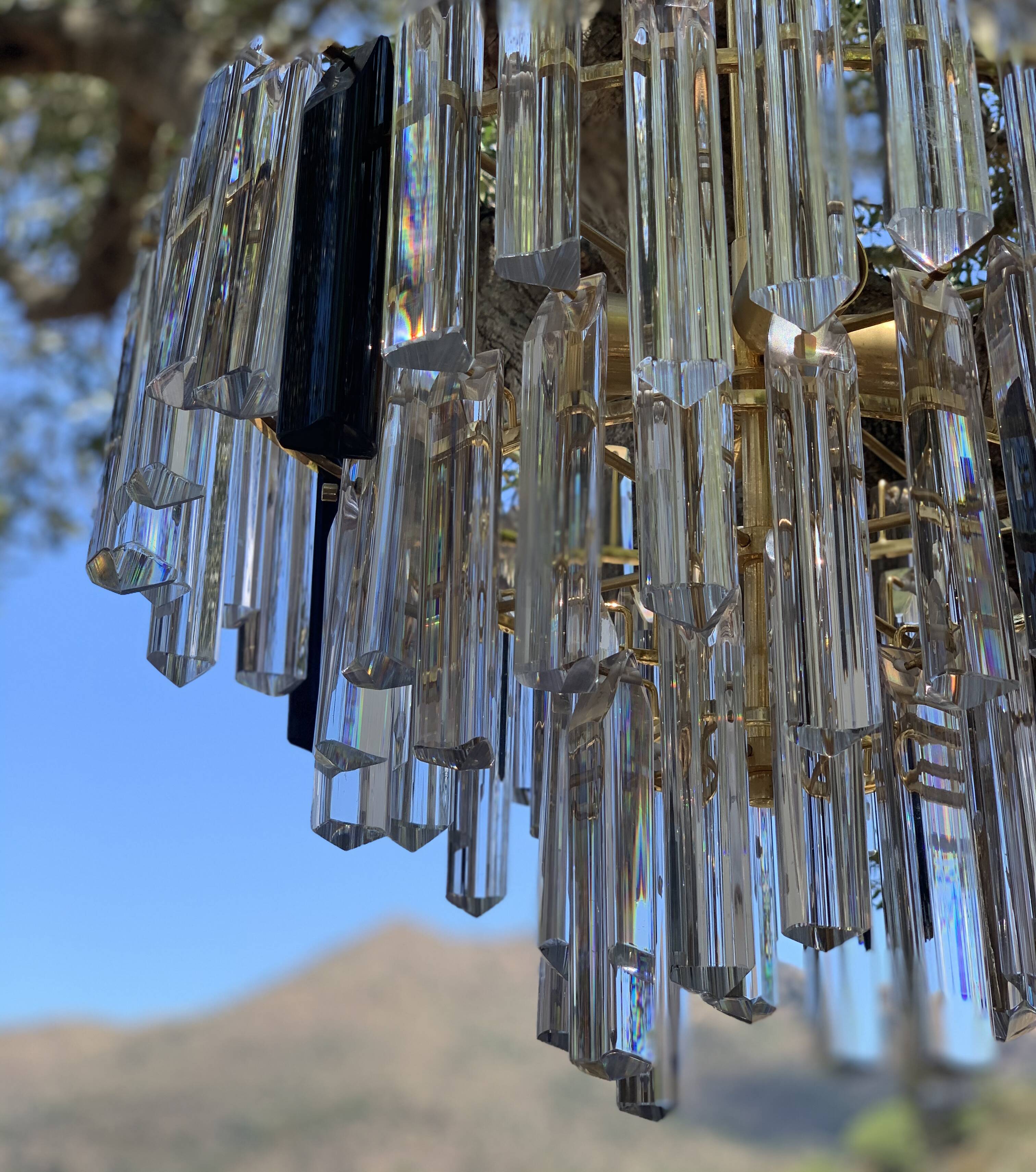 Venini trihedron chandelier in Murano glass