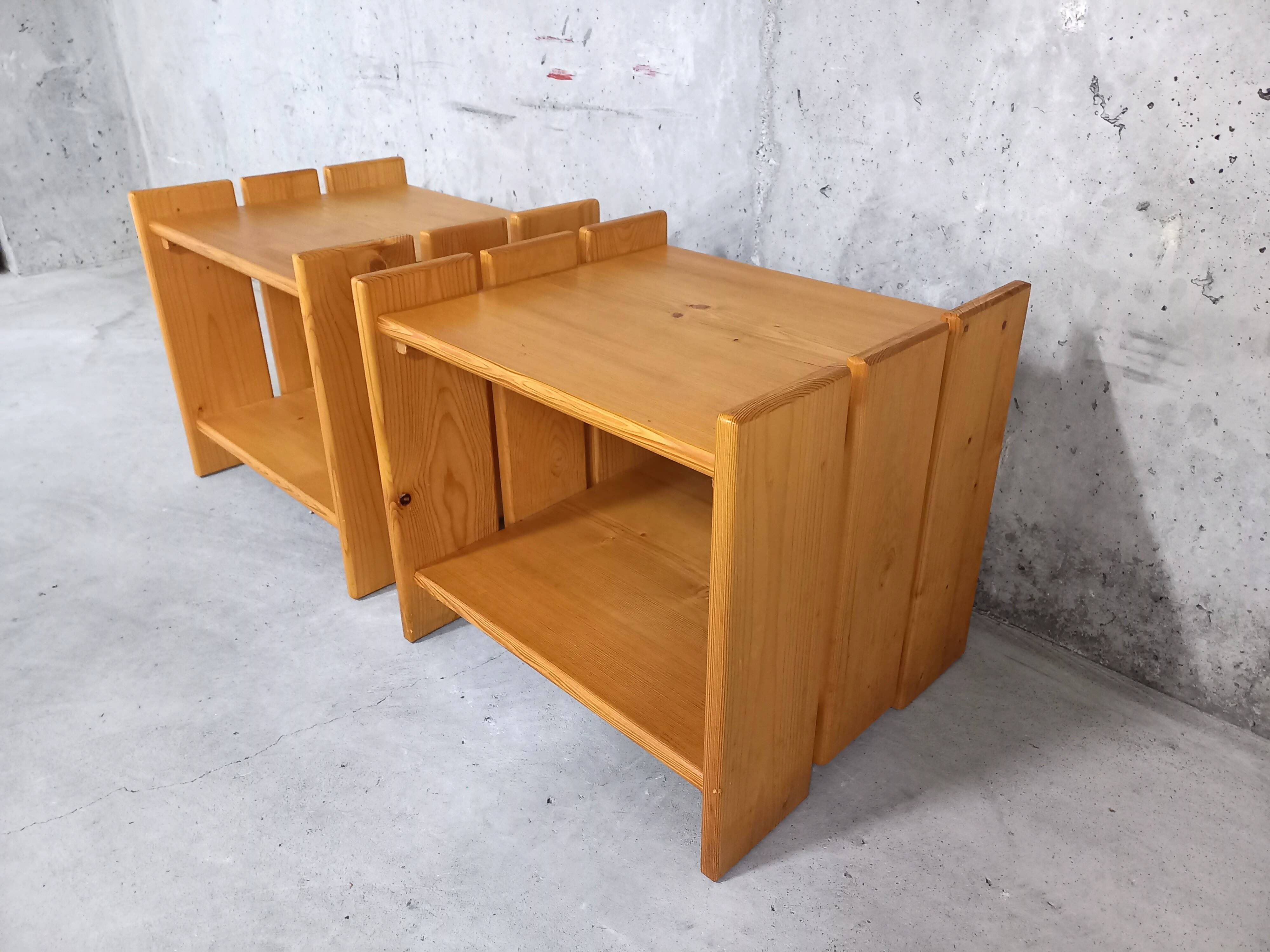 Pair of vintage pine bedside tables 70s 80s