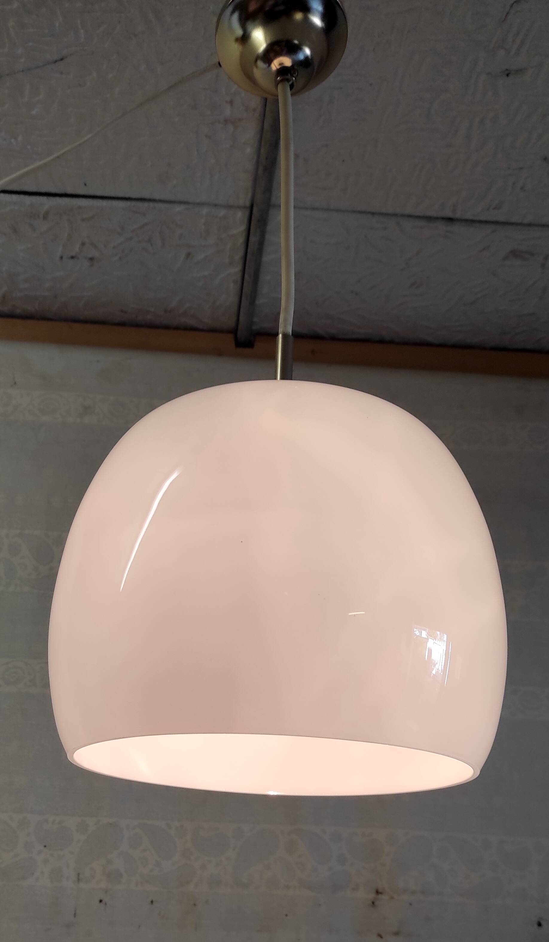 Opaline globe pendant light - mid-20th century