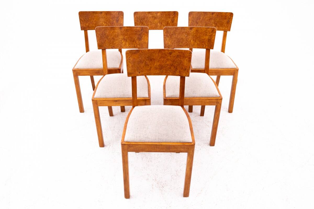 Set of six Art Deco chairs, Poland, 1940s.