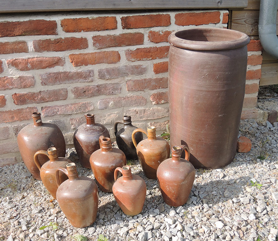 Set of 9 Old Sandstone Amphora Jars