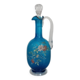 Botella o licorera francesa de cristal azul