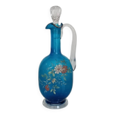Botella o licorera francesa de cristal azul