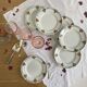 6 antique earthenware dessert plates, ironstone, Moulin des Loups Aubépine