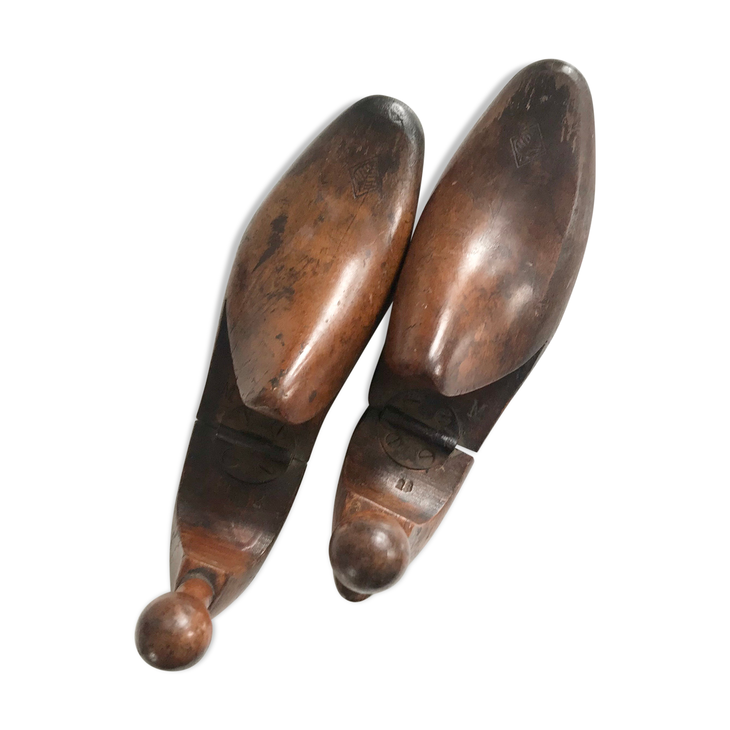 Pair of old solid wood shoes