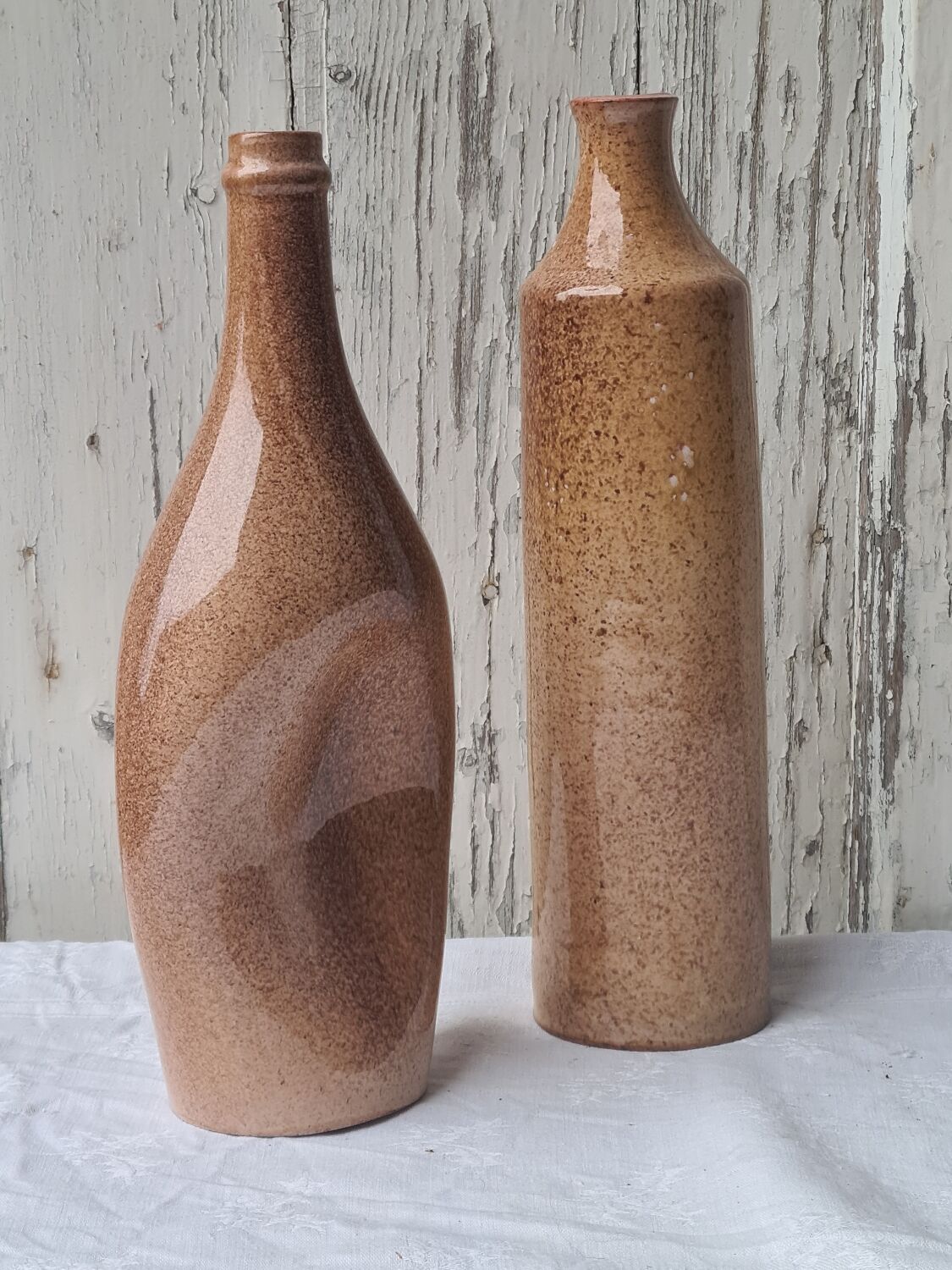 Two bottles glazed terracotta sculpture