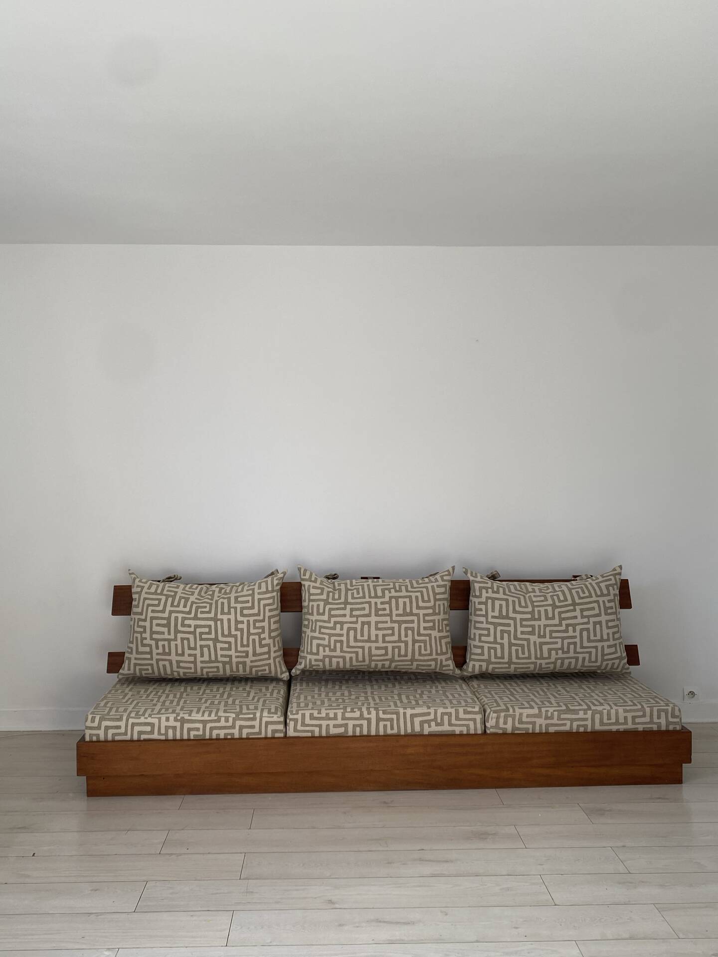 1970s wooden wall bench