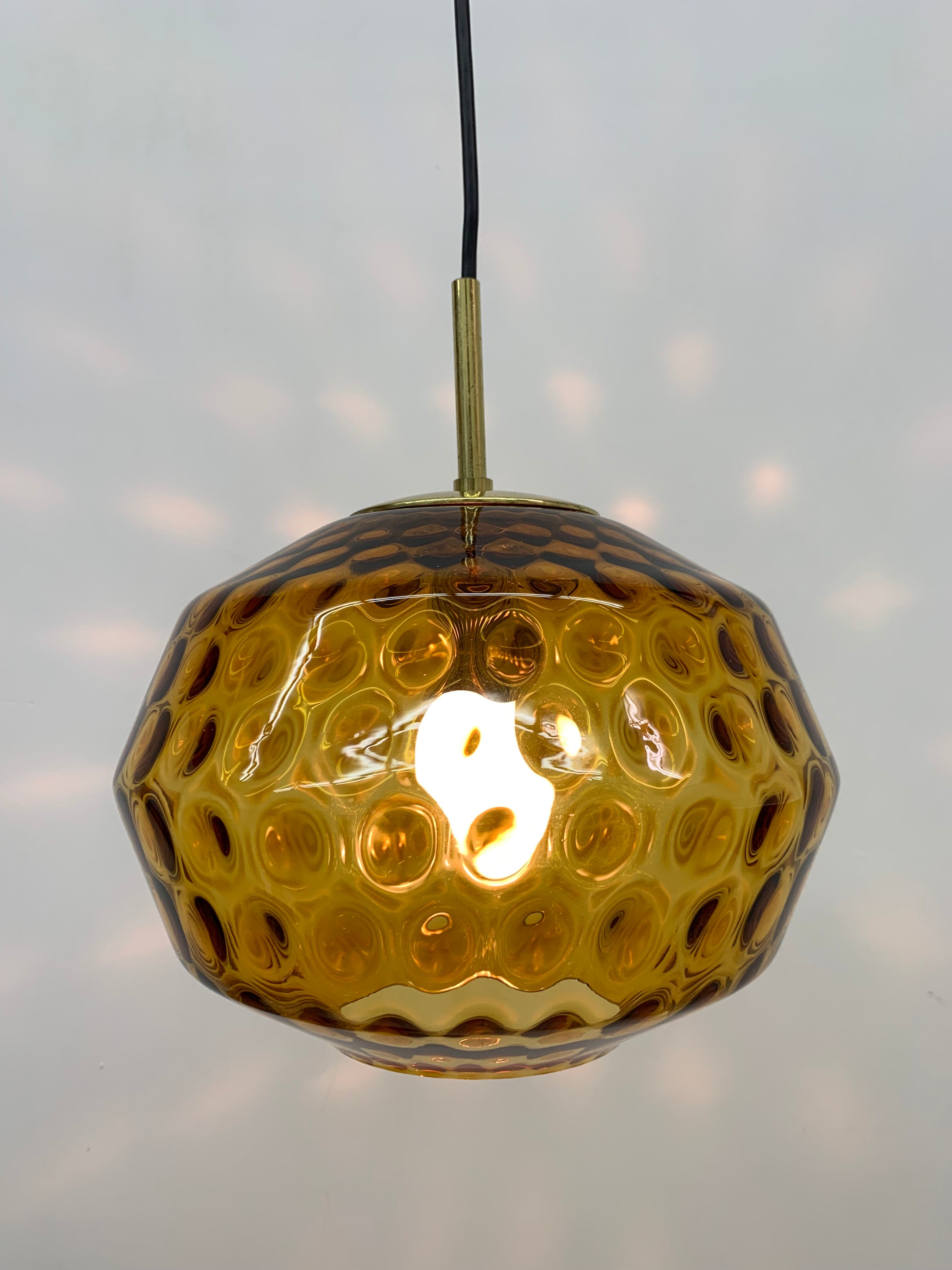 Limburg Glashutte glass hanging lamp , 1970