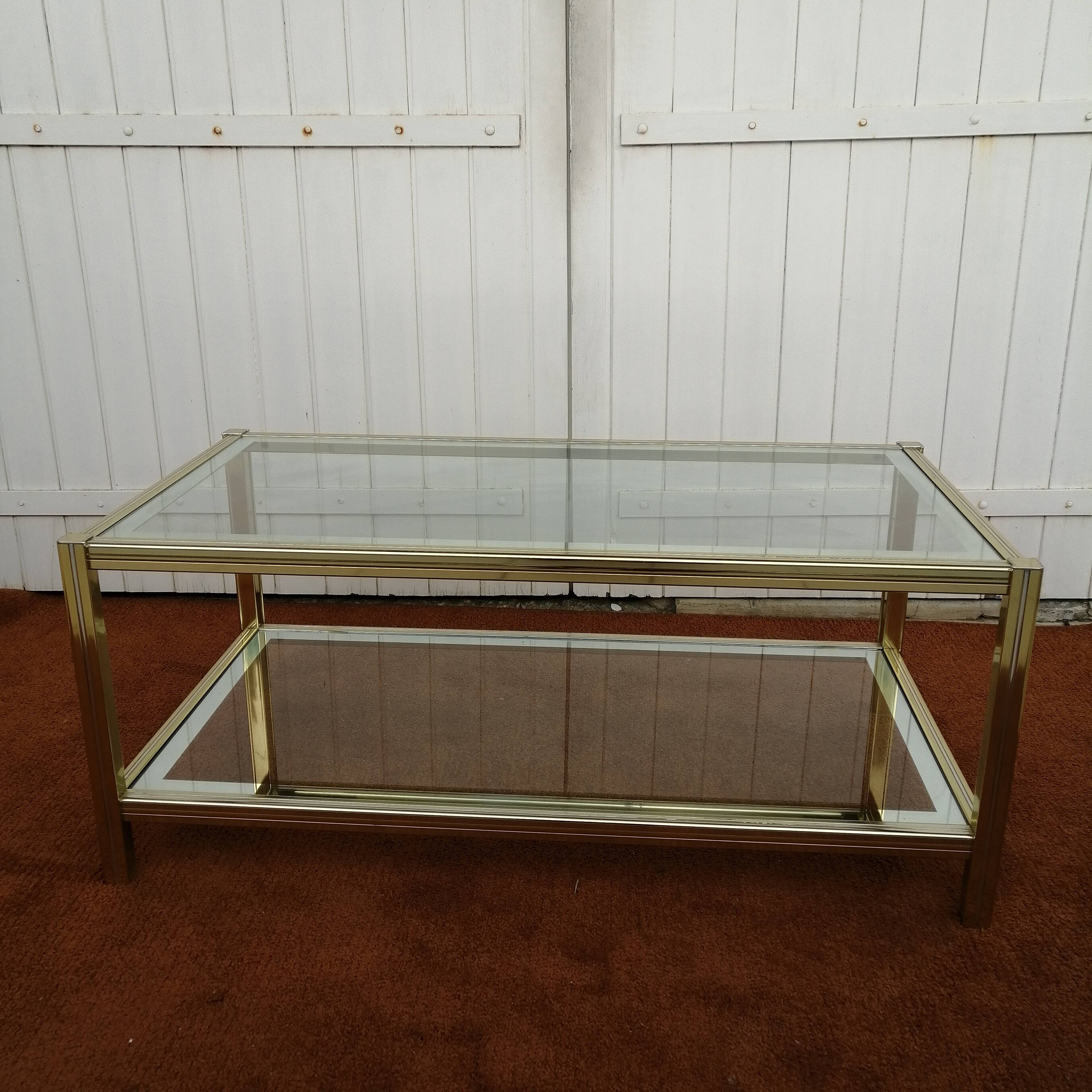 Jansen & Pierre Vandel spirit glass coffee table from the 60s