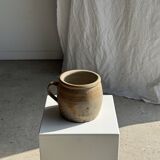 Large stoneware pot with ribbed handle H16