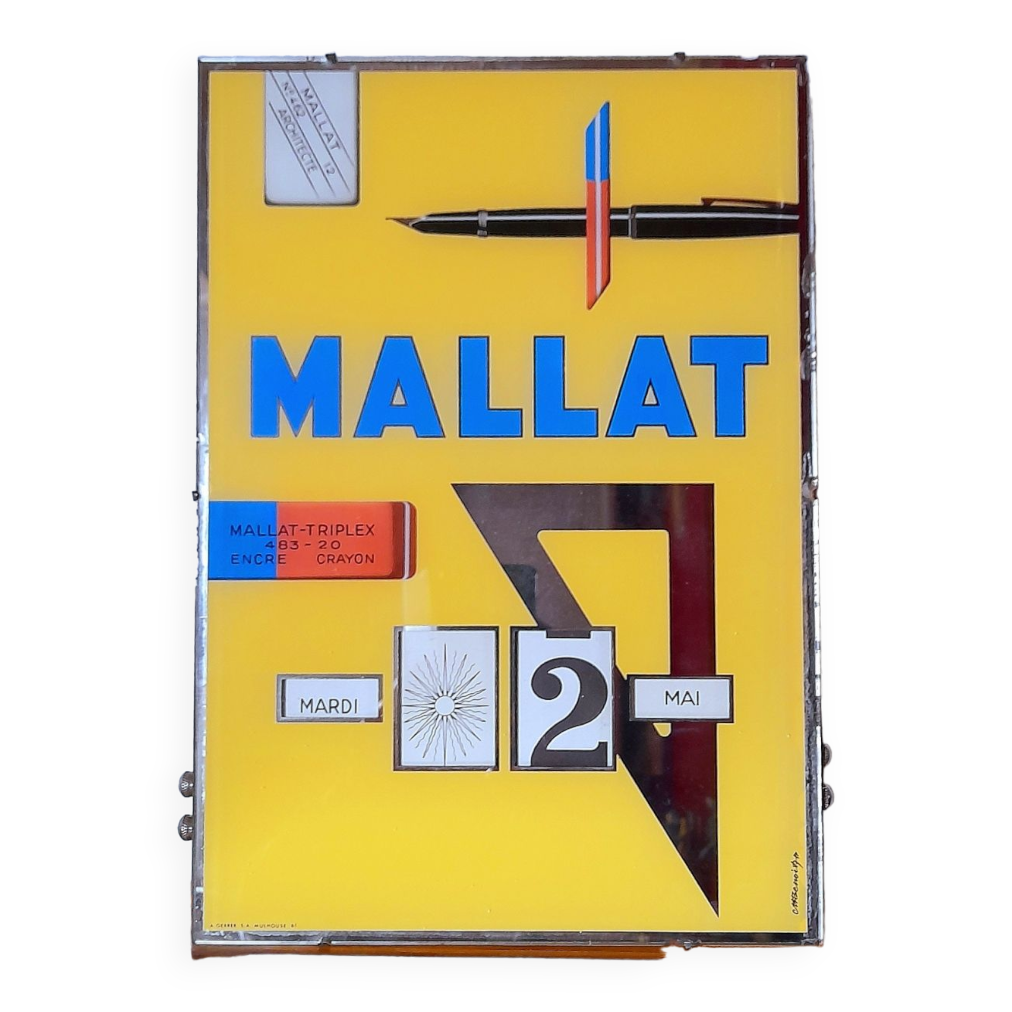 Calendrier perpétuel en vitrophanie 60s
