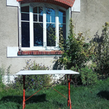 Marble and cast iron bistro table