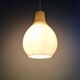 Scandinavian bulbous pendant light in yellow opaline, 1960.