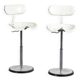 Paire de tabourets à dossier par Étienne Fermigier, Mirima, circa 1975