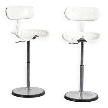 Paire de tabourets à dossier par Étienne Fermigier, Mirima, circa 1975