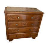 Old 4 drawer chest of drawers with marble top