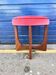 Round ottoman stool in teak and pink fabric - Mid-Century Kofod Larsen for G Plan